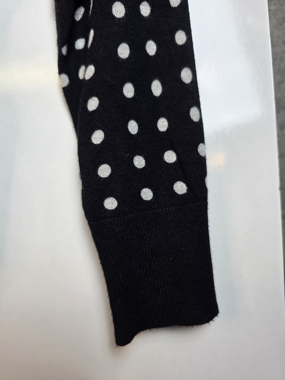 Spense Knits Black & White Polka Dot Button Front Cardigan XL Cottagecore - Picture 5 of 8